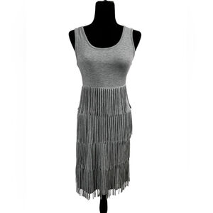 Kate & Mallory Stretch Knit Scoop Neck Fringed Dress